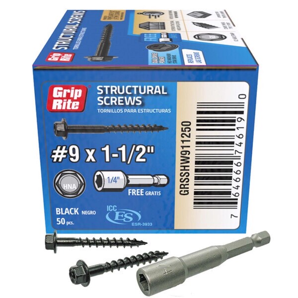 Lag Screw, #9, 1-1/2 in, Hex Torx Drive, 50 PK